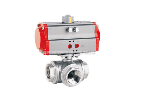 Pneumatische Actuator van 6.4MPa Klep met drie richtingen, het Gasvloeistof van de Roestvrij staalKogelklep