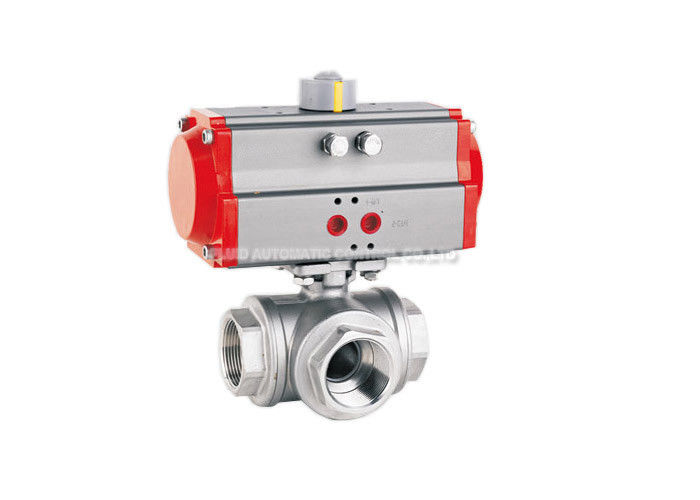 Pneumatische Actuator van 6.4MPa Klep met drie richtingen, het Gasvloeistof van de Roestvrij staalKogelklep